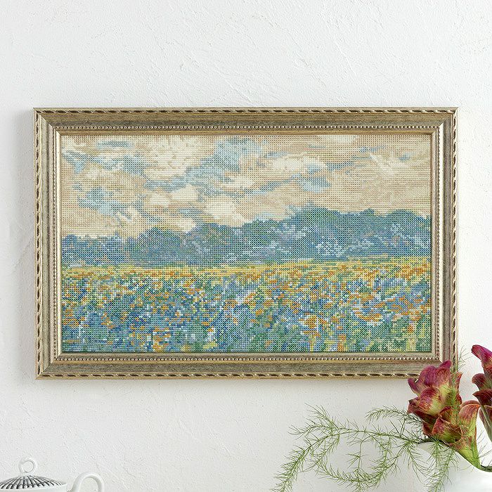 クロスステッチフレーム＜睡蓮：朝＞ | リバティ 生地、編み物、刺繍
