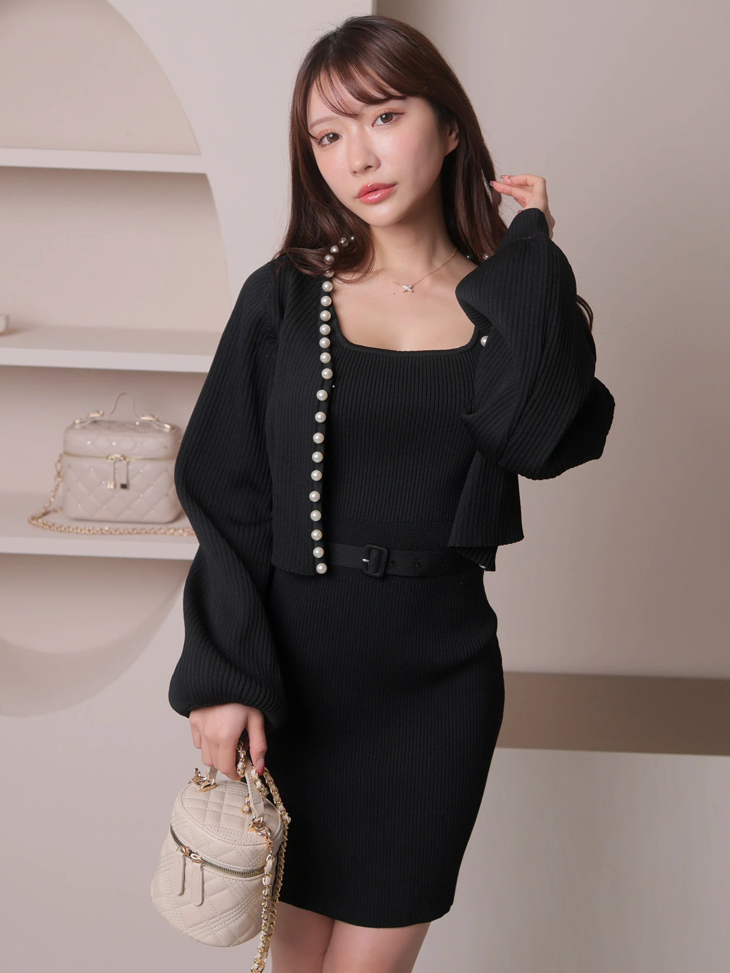 LIP SERVICE（リップサービス）｜ パールニットアンサンブルワンピース