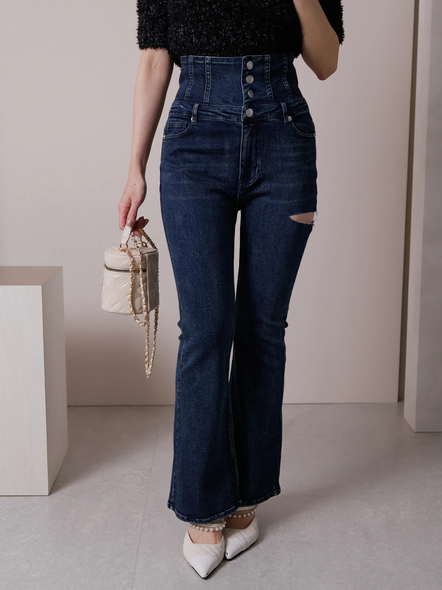 LIP SERVICE（リップサービス）｜ HWスリットフレアdenim パンツ