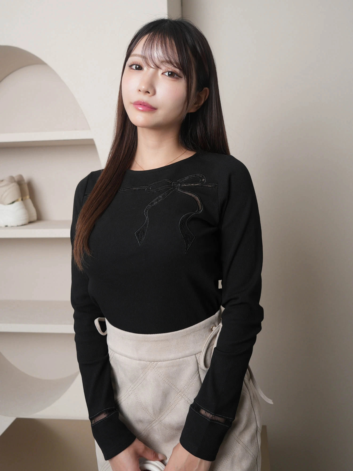 LIP SERVICE（リップサービス）｜ シアーレースリボンカットトップス