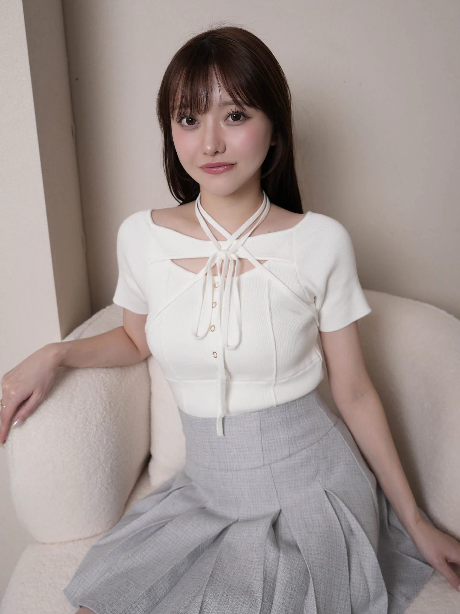 LIP SERVICE（リップサービス）｜ デコルテオープンチョーカーニット