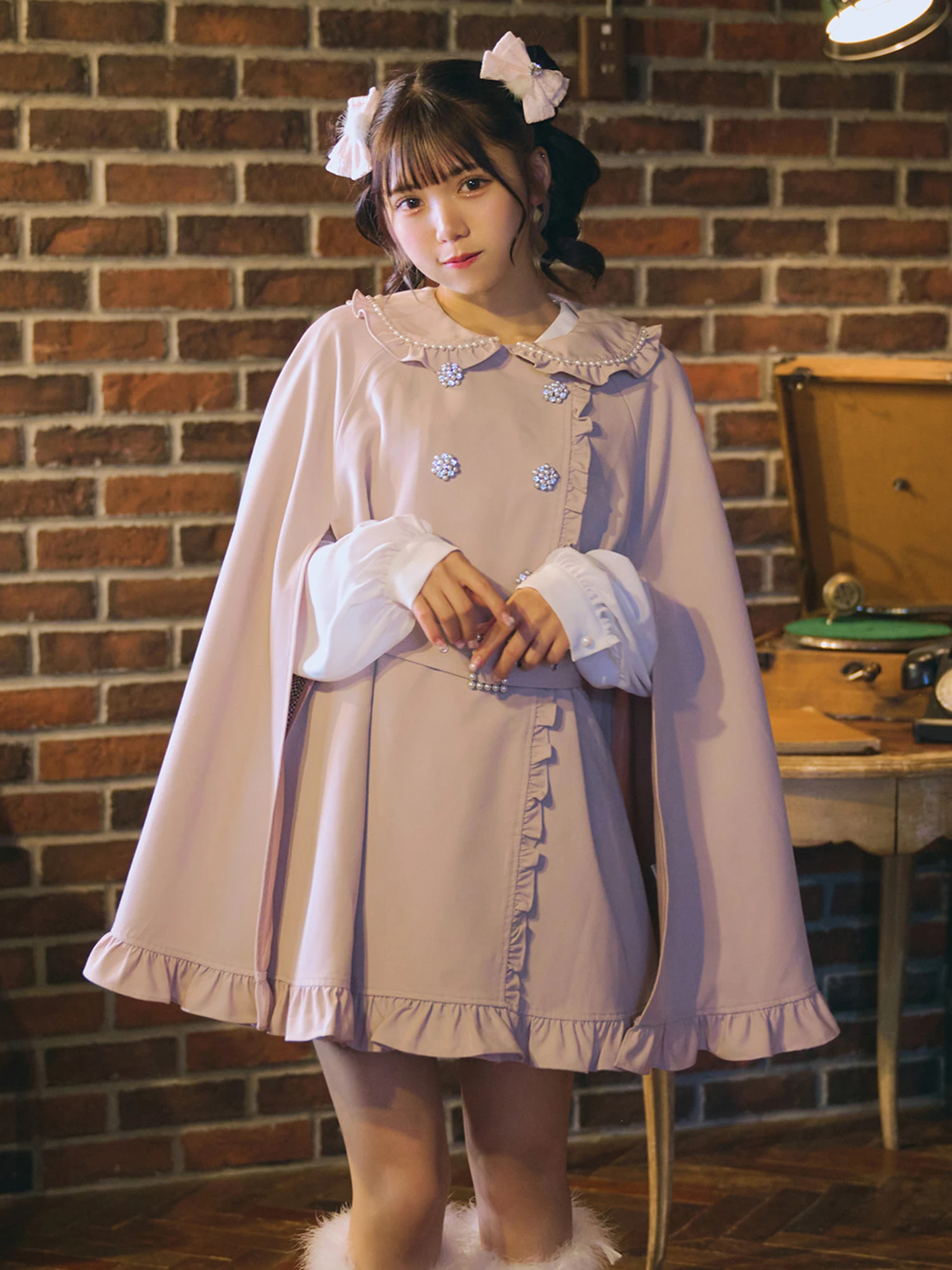 フリルロングケープ - Ank Rouge(アンクルージュ)のポンチョ・ケープ