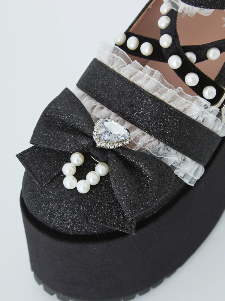 キラキラグリッターバレエコア厚底シューズ - Ank Rouge(アン