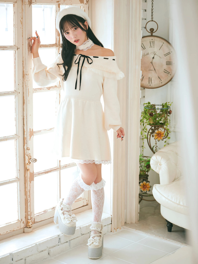 パールキラキラリボン厚底シューズ - Ank Rouge(アンクルージュ)の