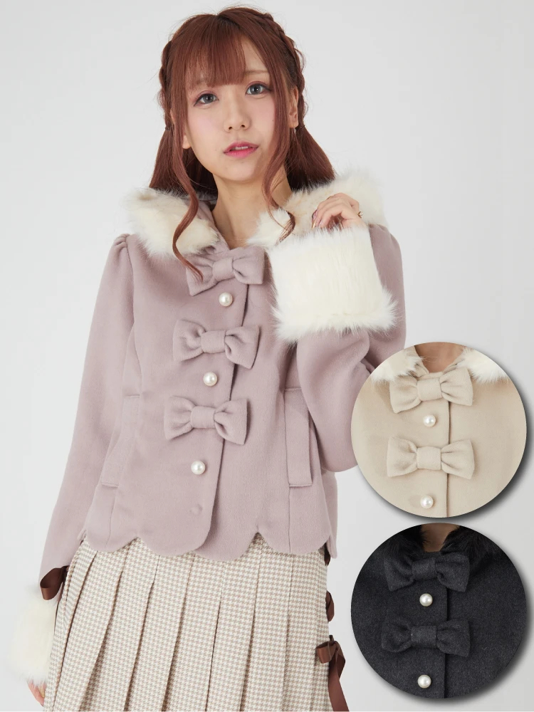 フロントリボンスカラップショートコート - Ank Rouge(アンクルージュ