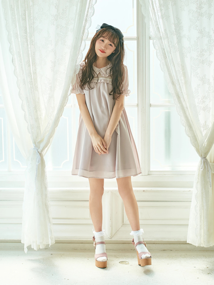 ドットチュールヨークベビードールワンピース - Ank Rouge(アン