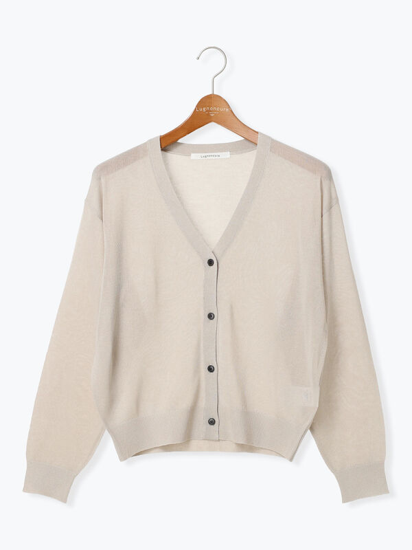 セール】 麻タッチVネックカーディガン（ブラック/ピンク/ベージュ