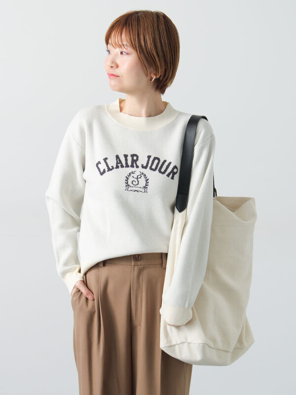 セール】 エンブレムロゴニット（オフホワイト/モカ/グリーン/ネイビー