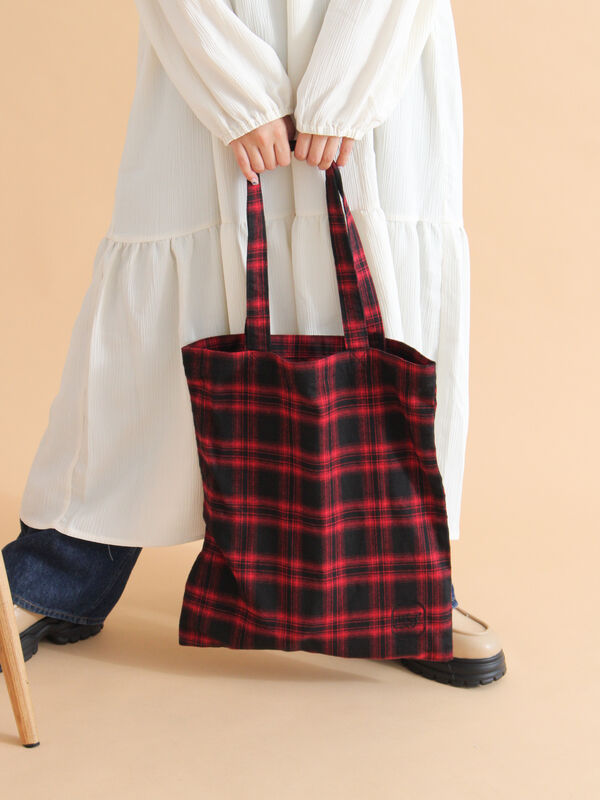 セール】 チェックトートバッグ（ブラック/レッド/イエロー/ブルー