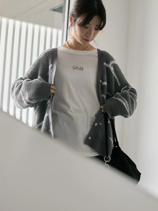 セール】 ◎ニュアンス柄ニットCD（グレー/ブラック/キナリ/トップス