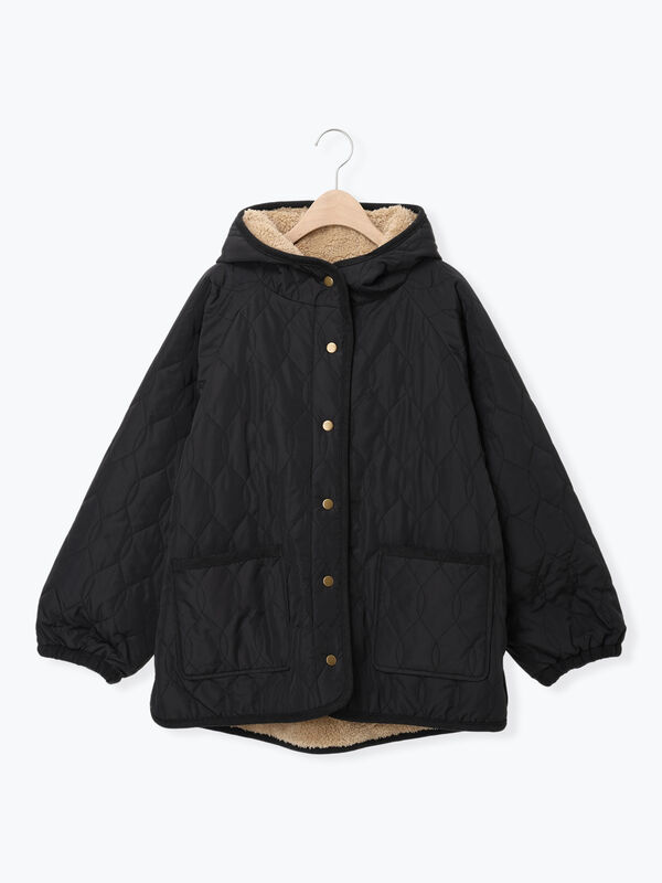 セール】 リバーシブルボアブルゾン（ブラック/グリーン/カーキ/キナリ