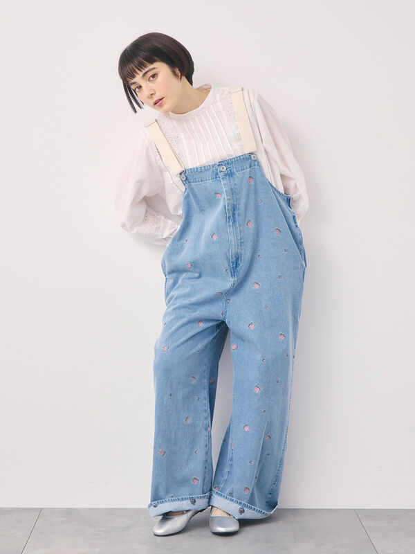 オーガニックコットン】デニムサロペット（サックスブルー/ブルー