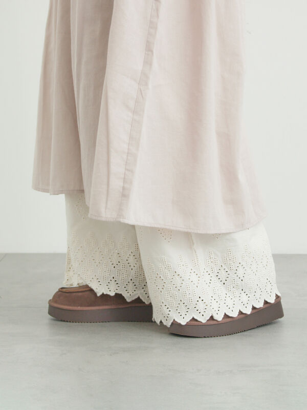 抗菌防臭】スカラップレースペチパンツ（オフホワイト/ブラック