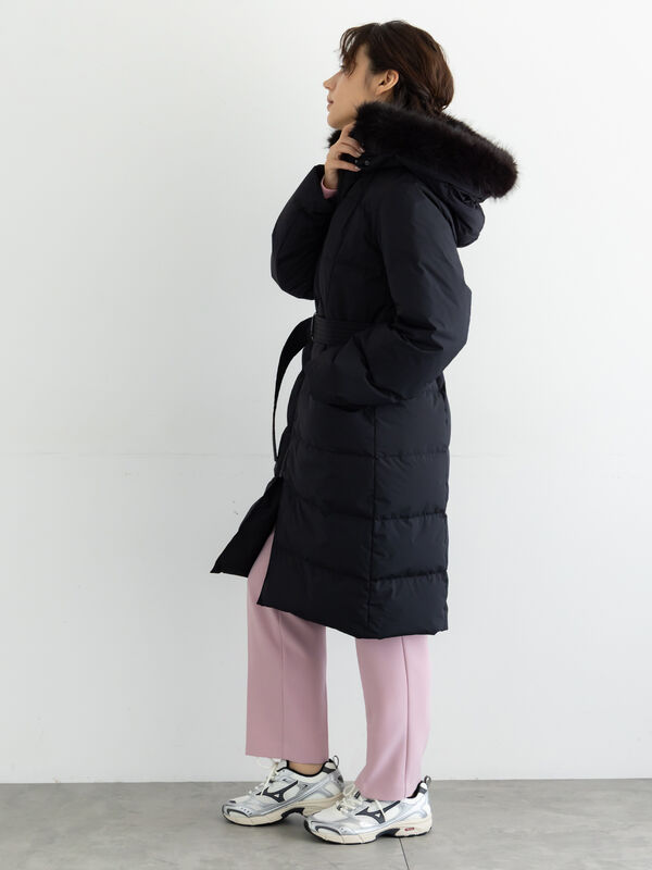 セール】 【宮本茉由着用】フードロングダウンコート（ブラック