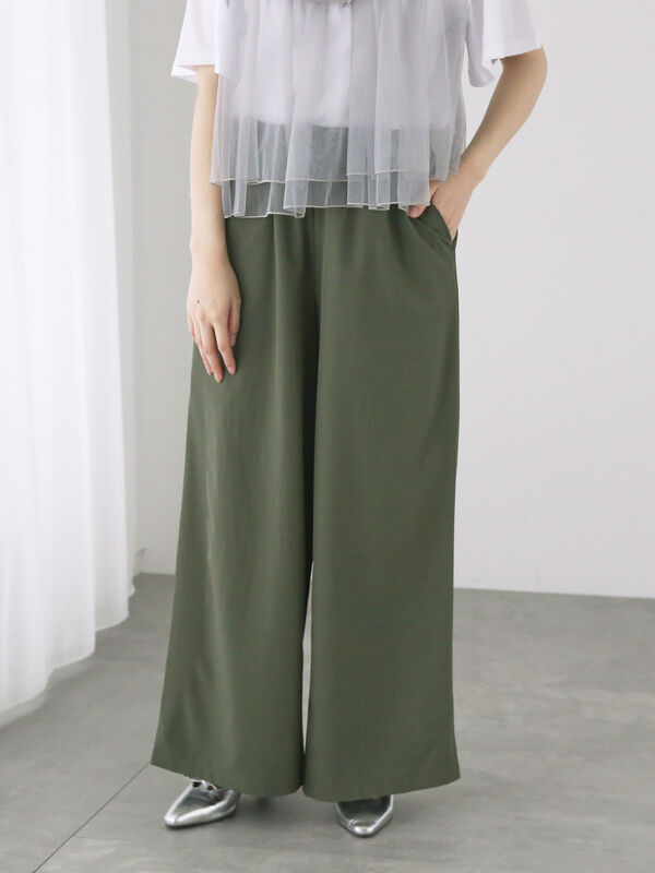 セール】 【イージーケア】無地/ドットイージーパンツ（ホワイト