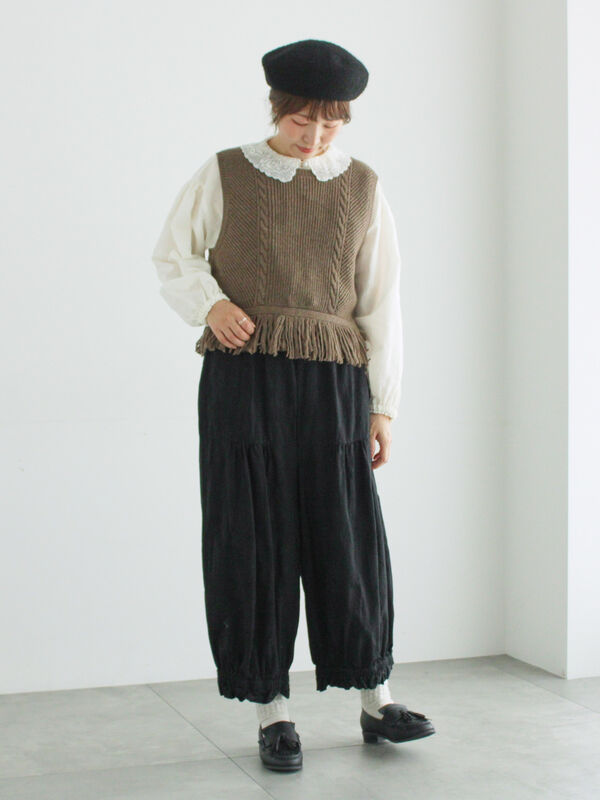 セール】 【WEB限定】コットンジャカード製品染め裾フリルパンツ