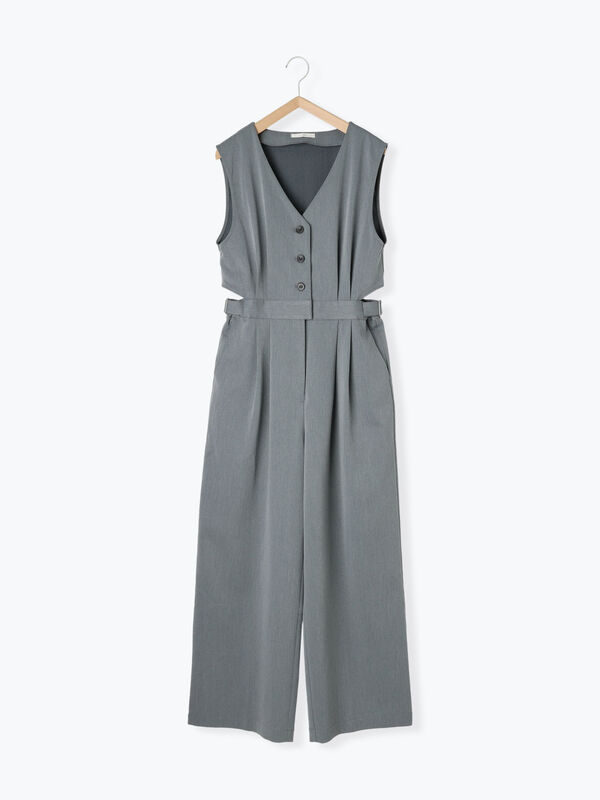 セール】 Vネックサロペット（グレー/ブラック/ボトムス/パンツ