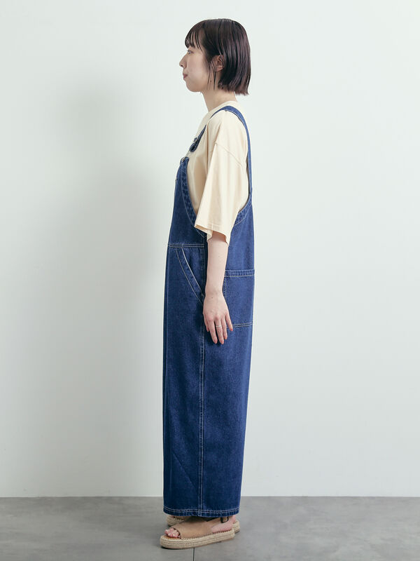 セール】 デニム/カツラギサロペット（ブラウン/サックスブルー/ブルー