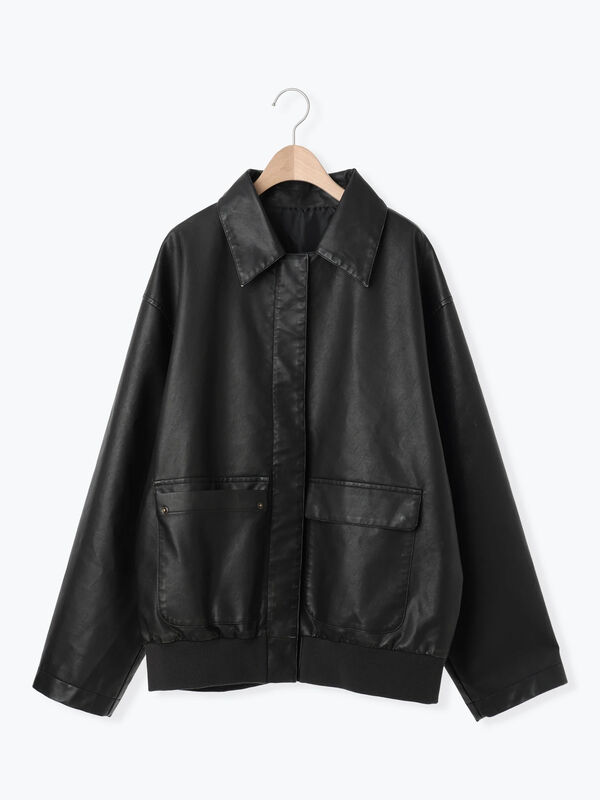 セール】 フェイクレザーブルゾン（ブラック/ブラウン/アウター