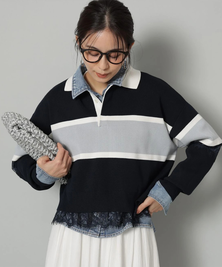 レース切替ラガーニット | ニット | Arpege story（アルページュ