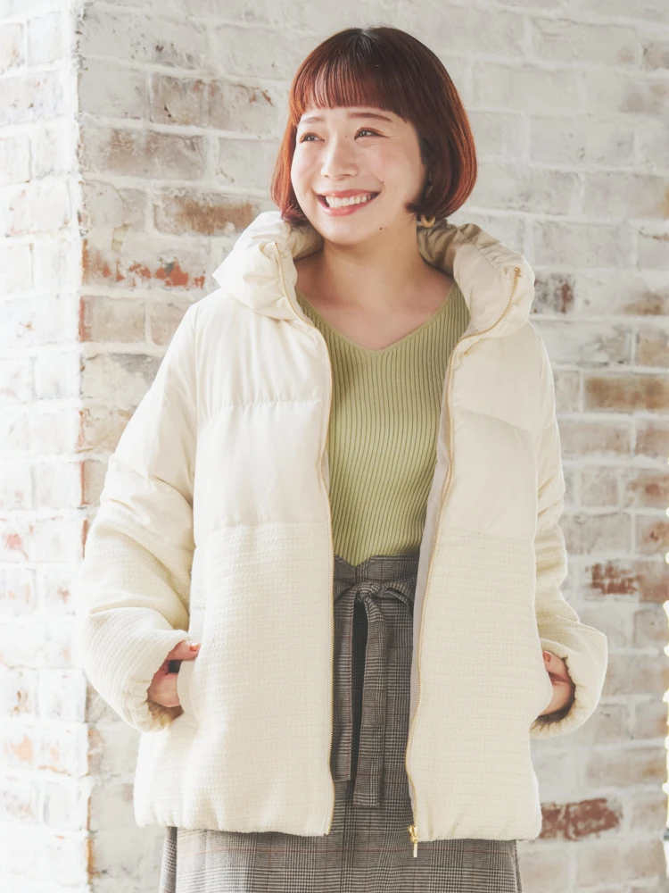 クラシカルツイードダウンジャケット（大きいサイズ・ぽっちゃり女子