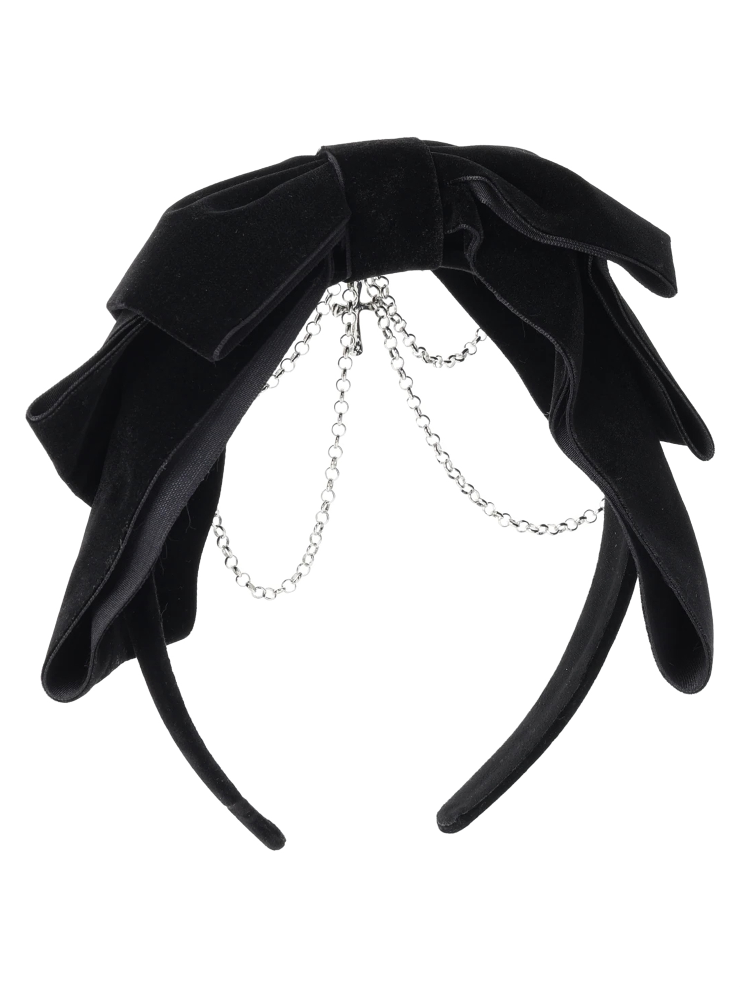 ベロアリボンクロスチェーンカチューシャ（アクセサリー｜黒）｜【公式
