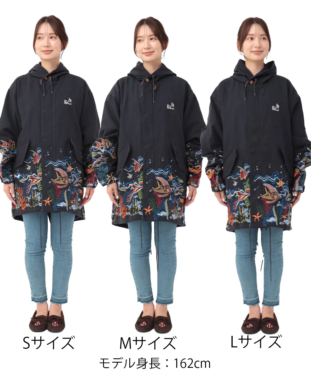 go slow caravan ライトキャンバスパネル刺繍モッズコート【WEB限定