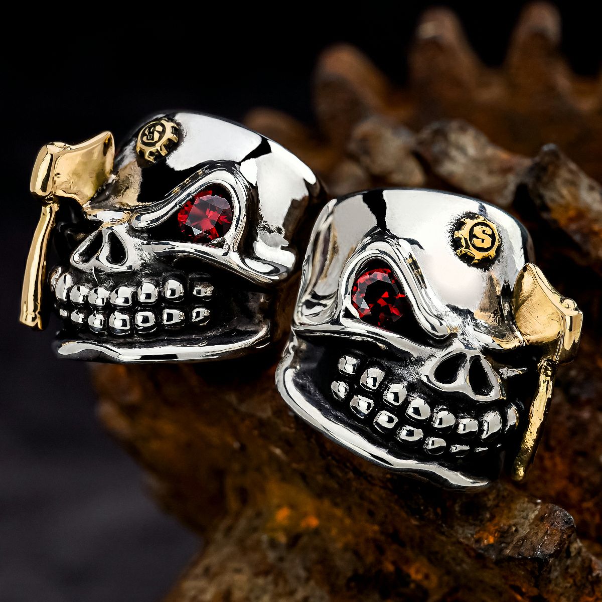 スターリンギア マイクロスカルギアフェイスペンダント w/18k S