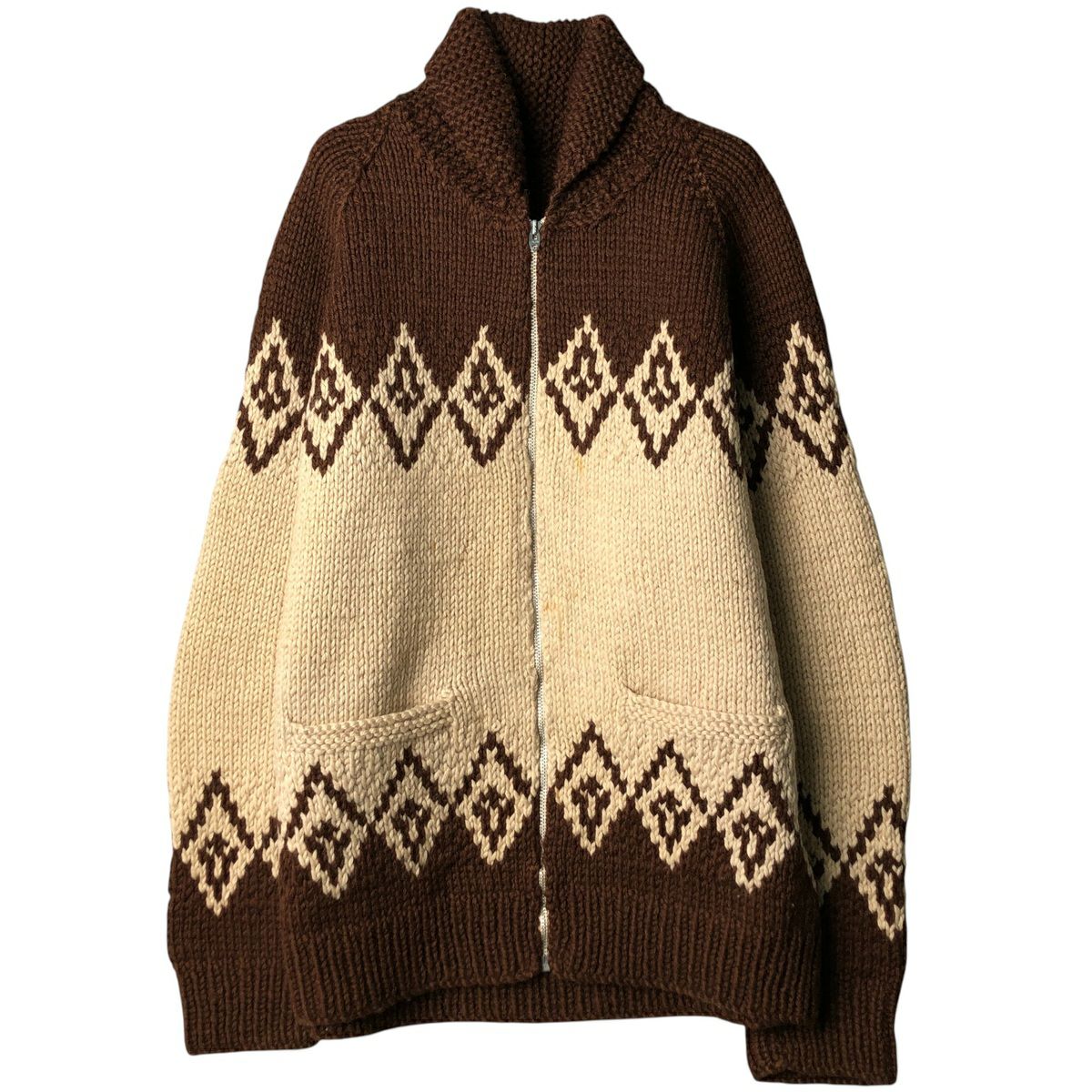 古着 ～70年代 総柄 カウチンセーター メンズL相当 ヴィンテージ