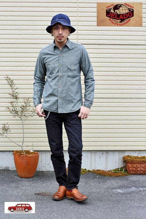 JELADO」ジェラード オリジナル シャンブレー ワークシャツ ガチャポケ