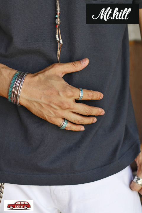 Mt.hill」Turquoise Chip Inlay Ring Wide マウントヒル ターコイズ