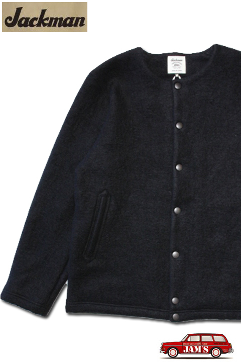 Jackman」Wool Collarless Jacket ジャックマン ウール カラーレス