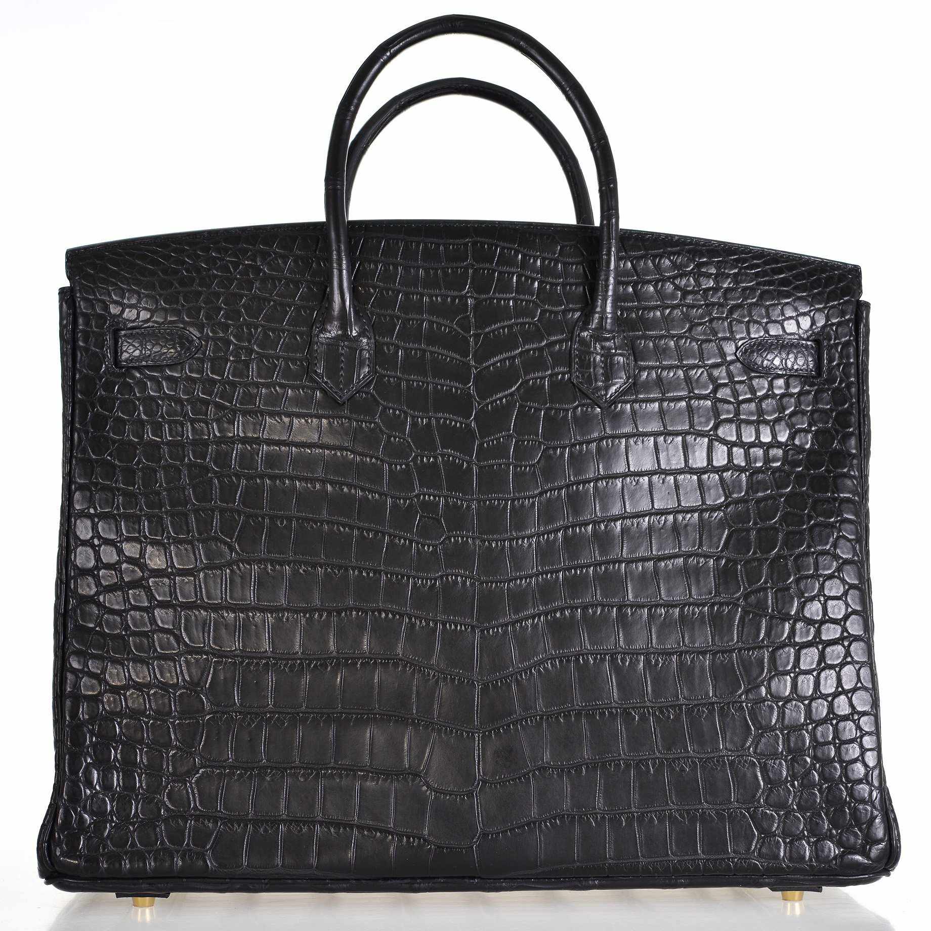 Hermes Birkin 40 Black Matte Crocodile Porosus Gold Hardware