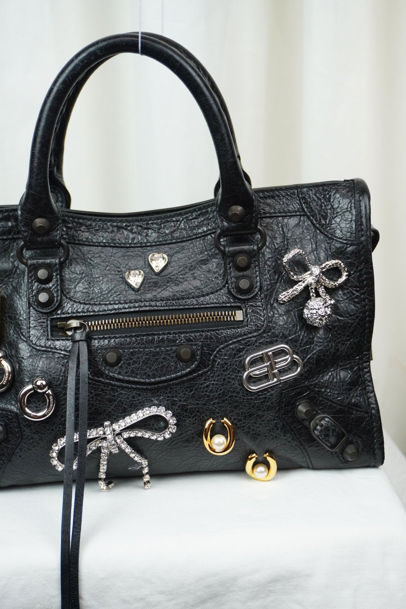 Balenciaga Le City Small Bag Charms Arena Lambskin Leather – Jade