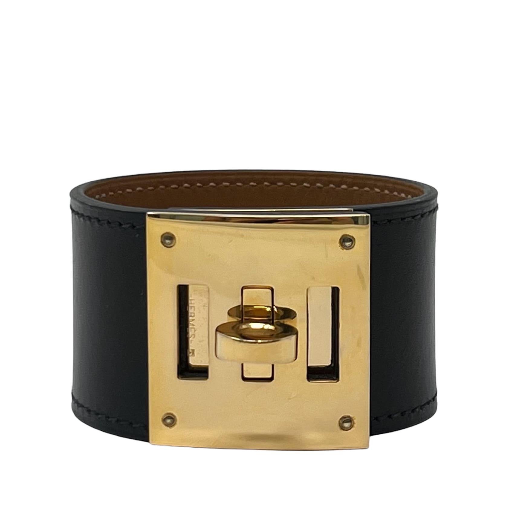 Hermes Noir Box Kelly Dog Bracelet T2 | Jadore Couture