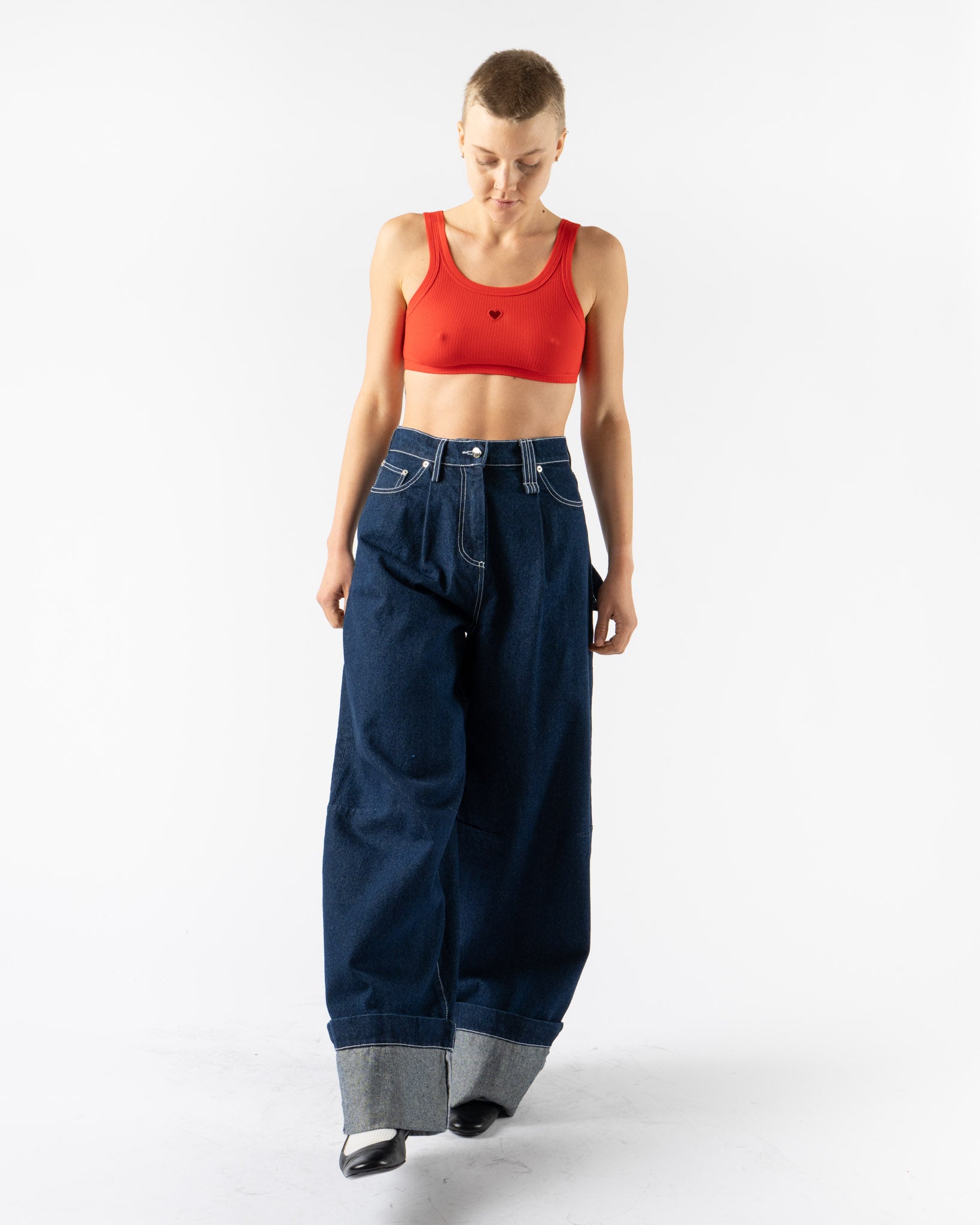 Simone Rocha Wide Leg Puddle Jeans in Indigo Curated at Jake and Jones