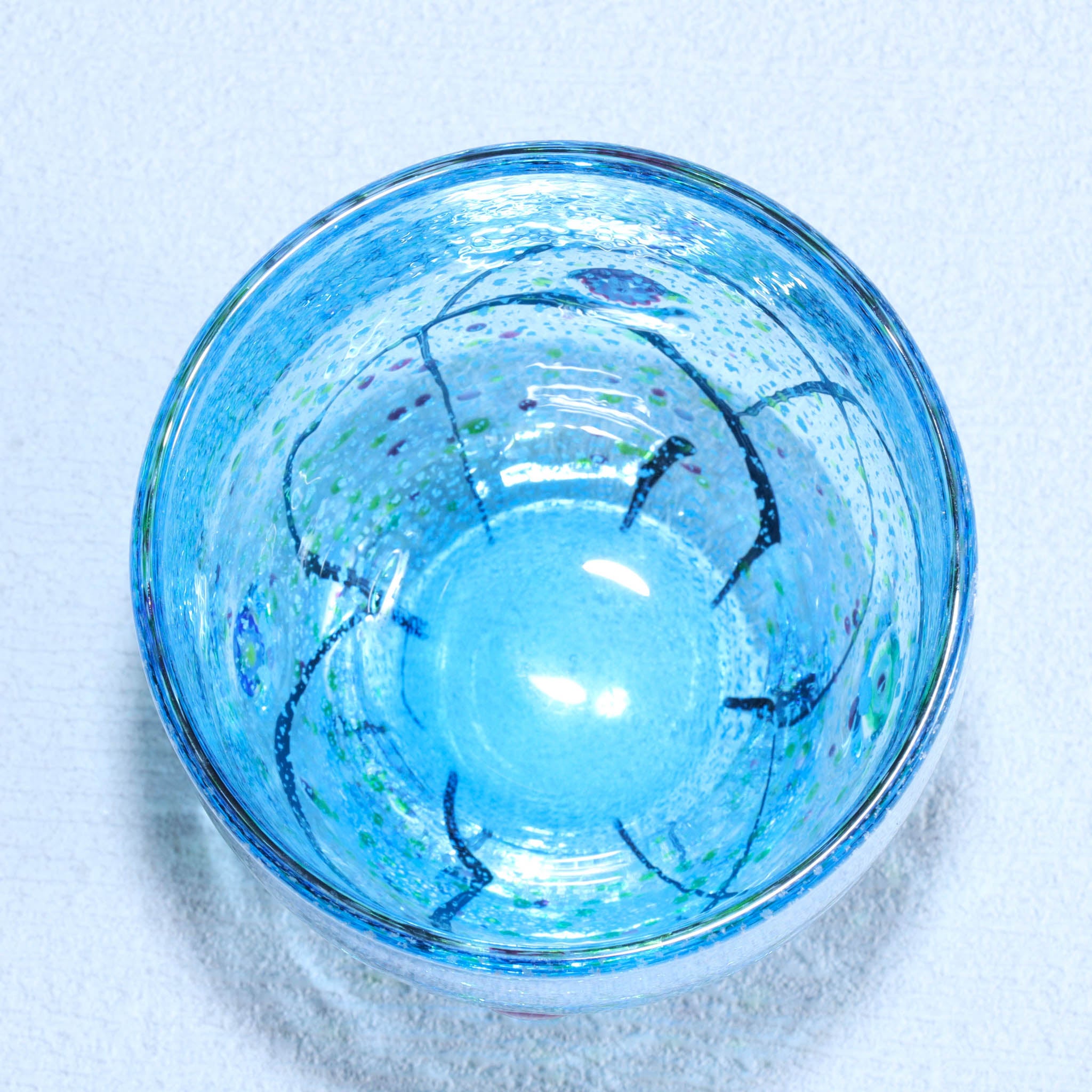 綾ガラス グラス | 光琳 爽 ロック | オーシャンブルー | グラスアート黒木