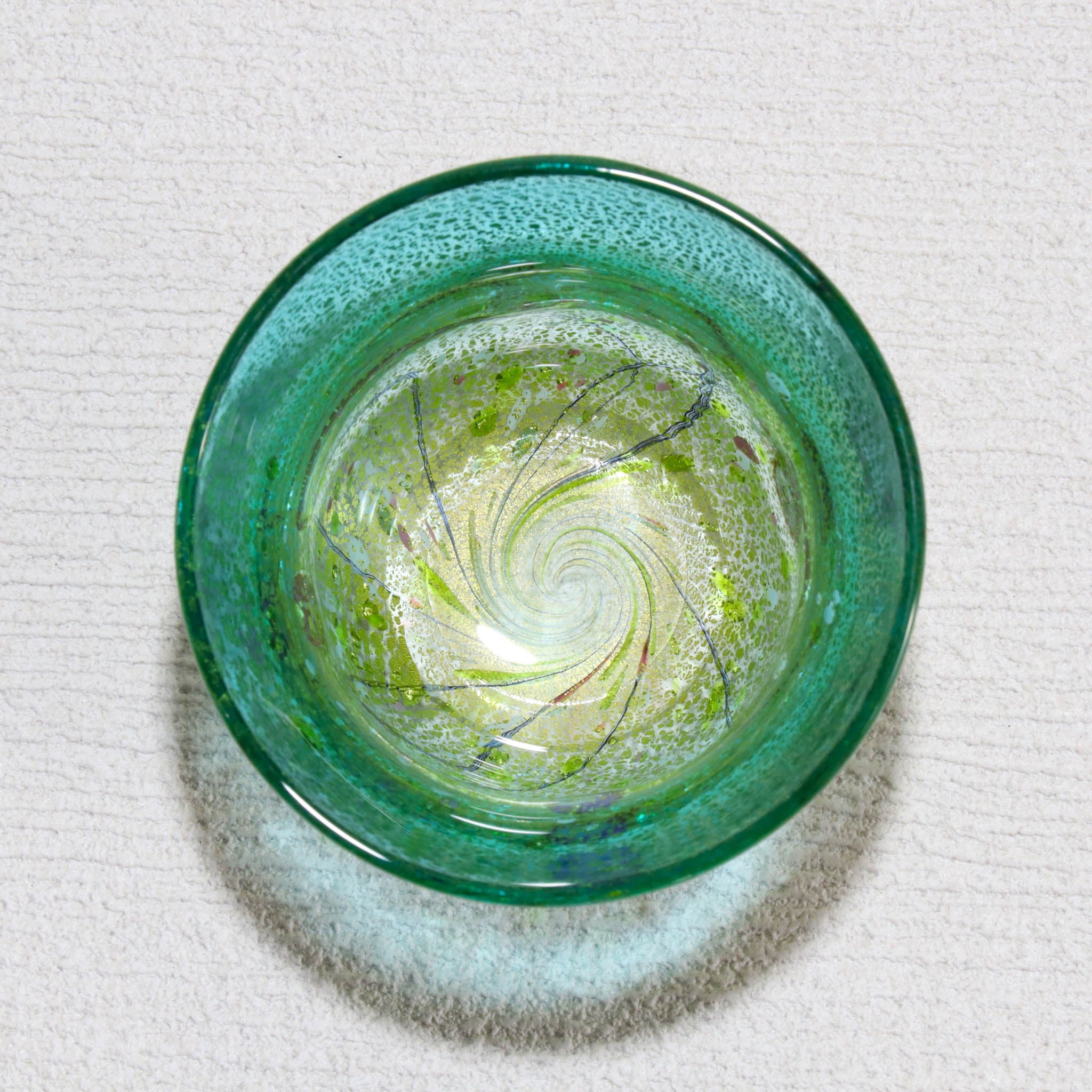 綾ガラス 酒器 | 光琳 雅 ぐい呑み | トルコグリーン | グラスアート黒木