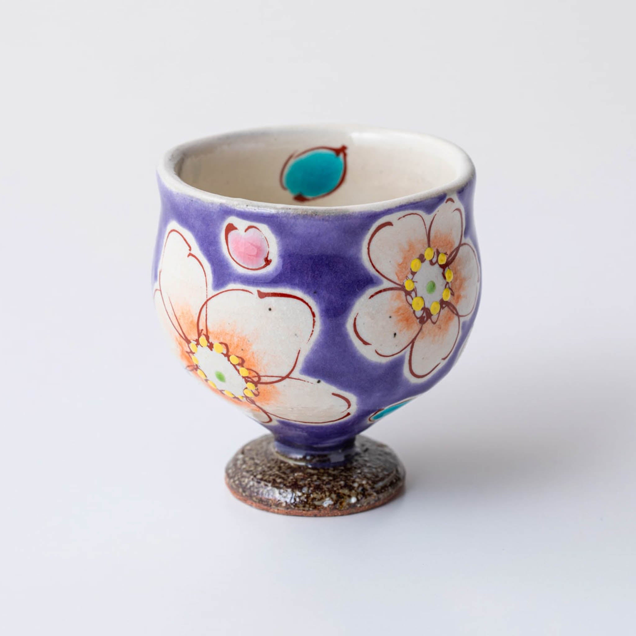 九谷焼 酒器 | ぐい呑み | バイオレット花うらら | 虚空蔵窯
