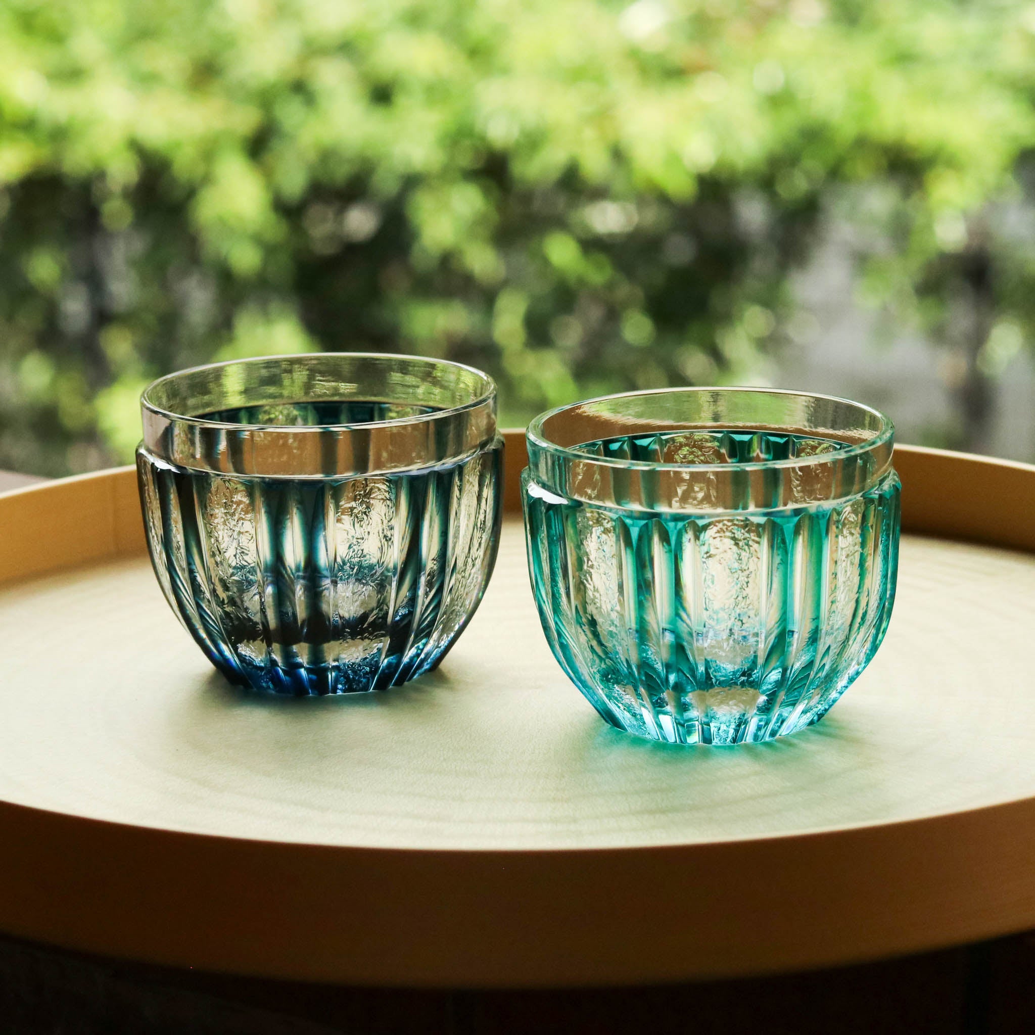 薩摩切子 にかわ猪口 | 緑 | 薩摩びーどろ工芸