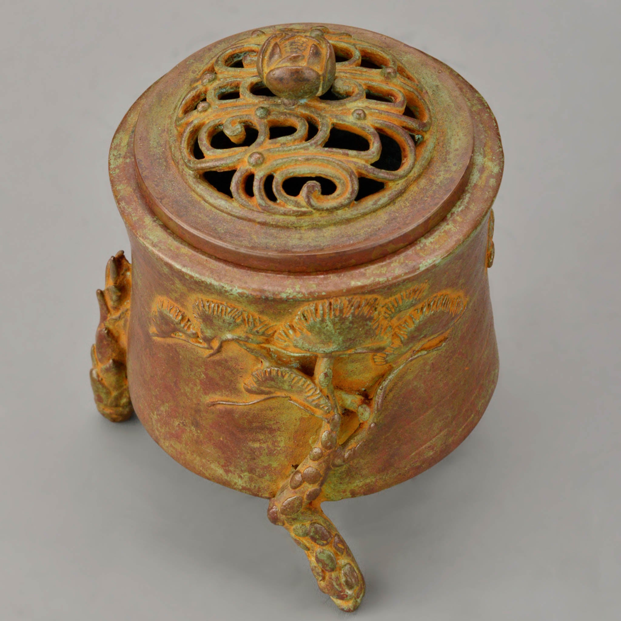 高岡銅器 香炉 | 松竹梅 月芳作 | 銅 | 喜泉堂