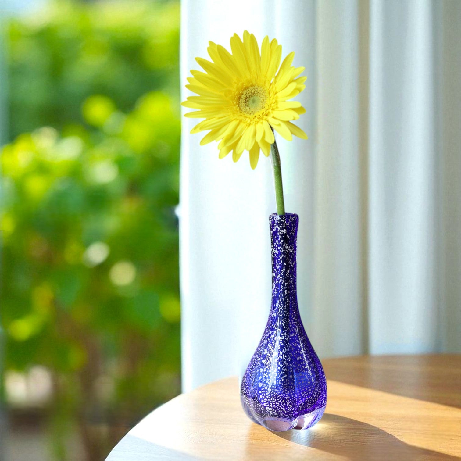 綾ガラス 一輪挿し | 銀彩モール | コバルトブルー | グラスアート黒木