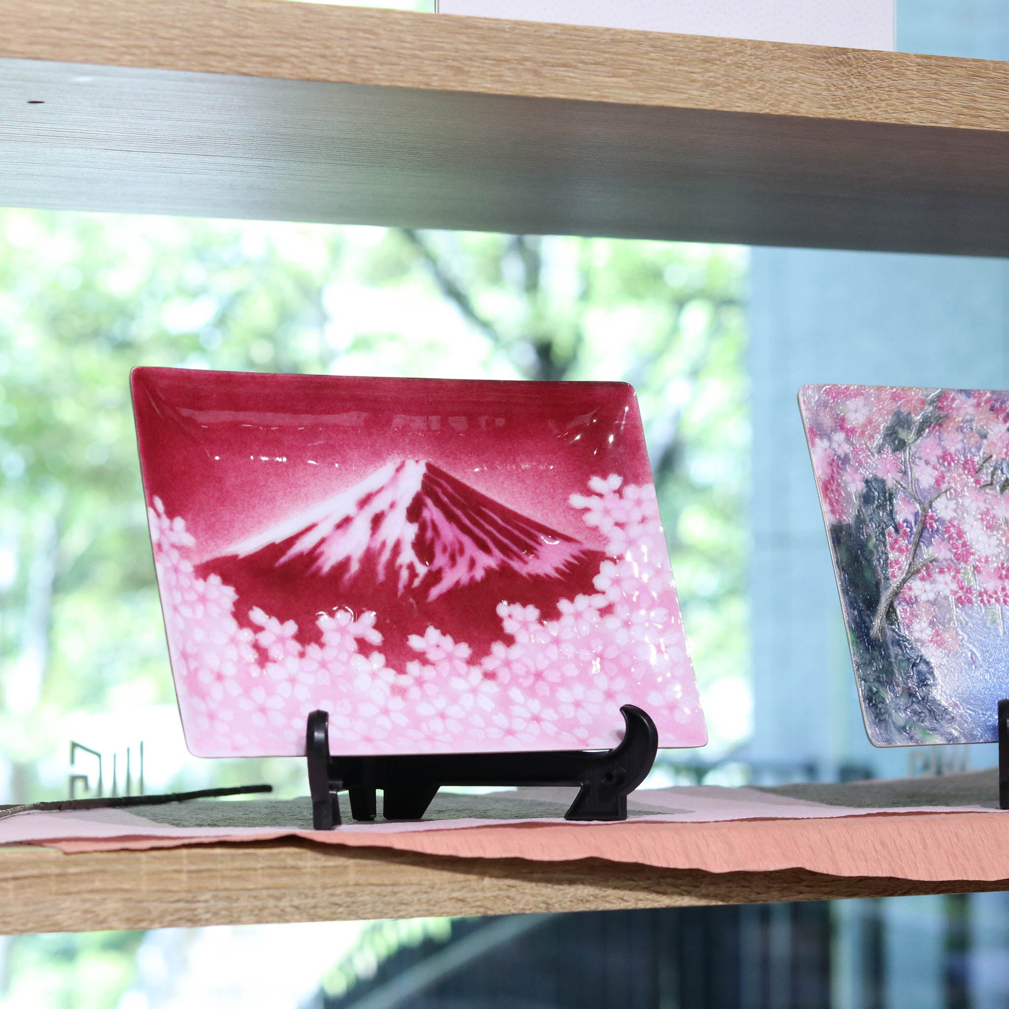 七宝焼き | 飾皿 | 富士に鶴 15x24