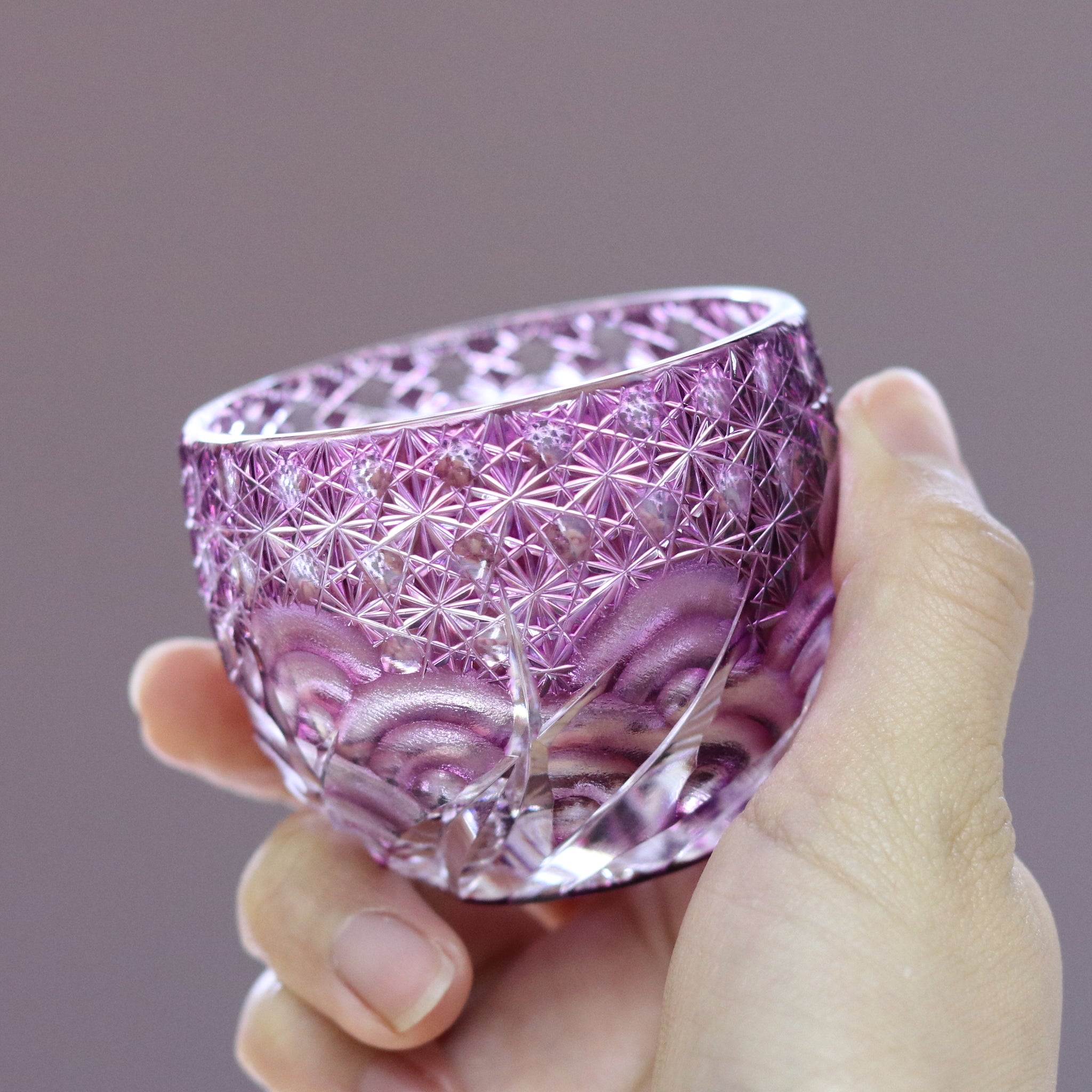 江戸切子 ぐい呑み | 漣 | 金紫 | 山田硝子