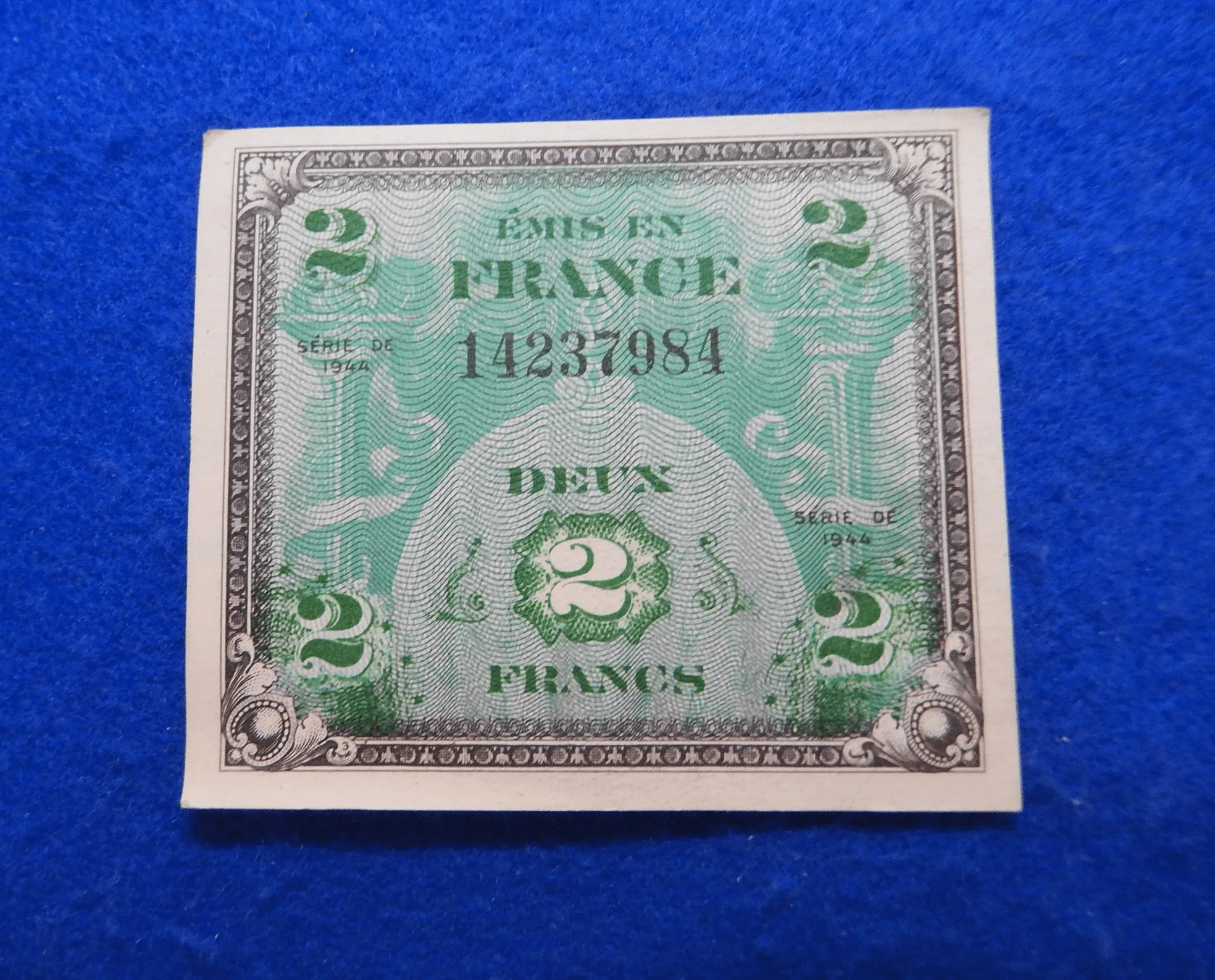 1944 France 2 Francs Allied Military Currency/Paper Money WWII