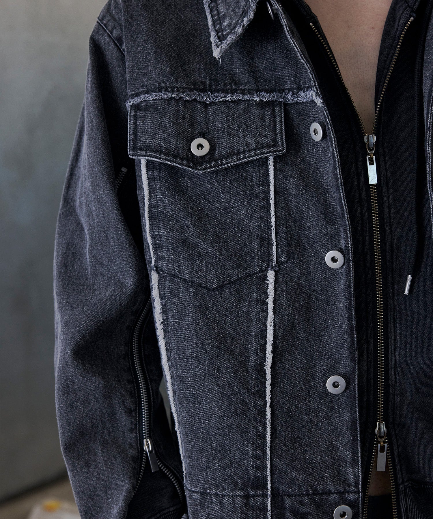 Washed Zip-Sleeve Denim Jacket – Jent Louis