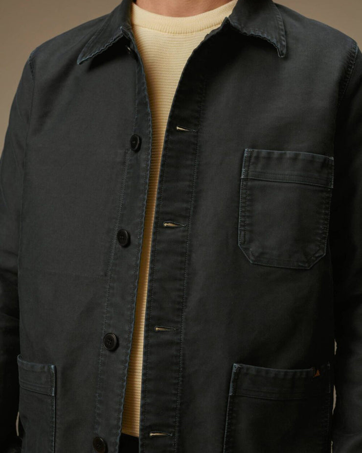Le Mont St Michel Moleskin Vintage Washed Work Jacket - Black