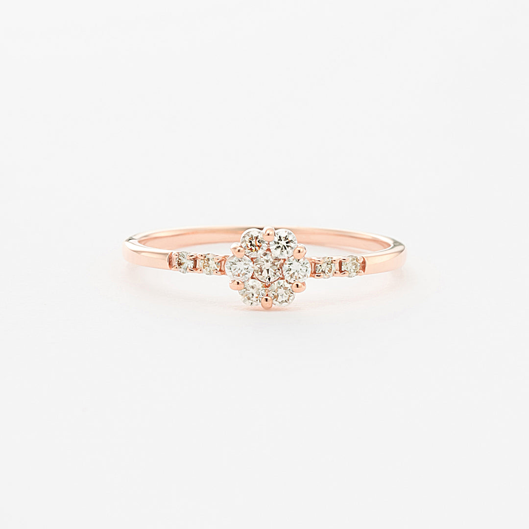 K10 ピンクゴールド ダイヤモンド フラワー リング （8179346407726