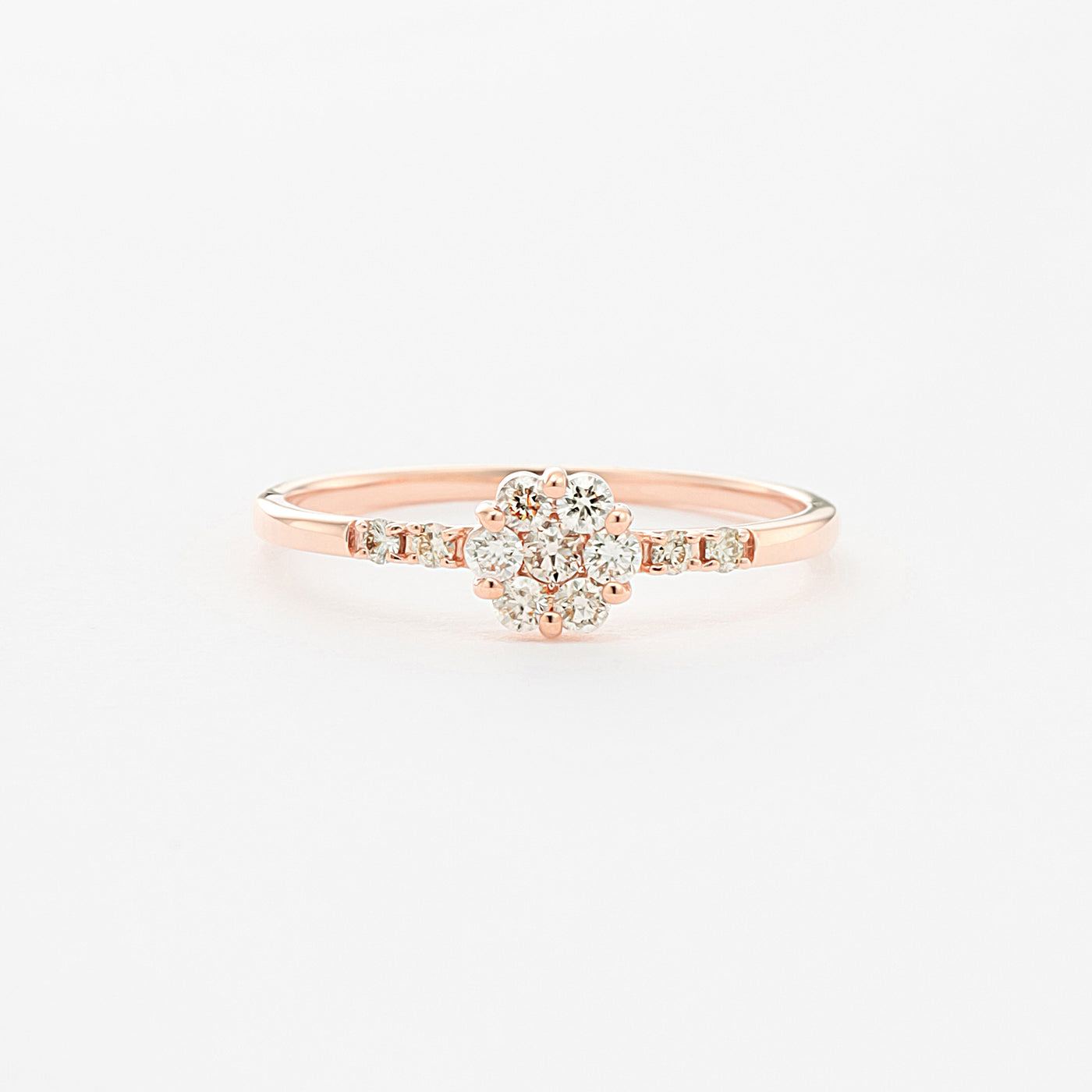 K10 ピンクゴールド ダイヤモンド フラワー リング （8179346407726