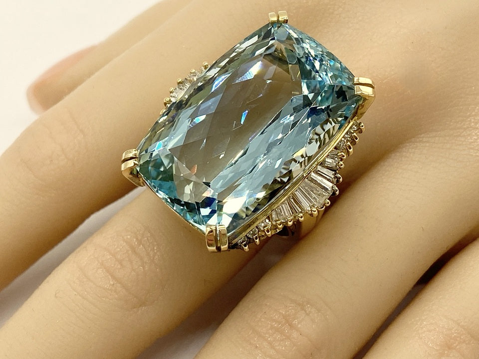 Aquamarine K18アクアマリン ダイヤモンドリング (NO.49803) – JEX宝石